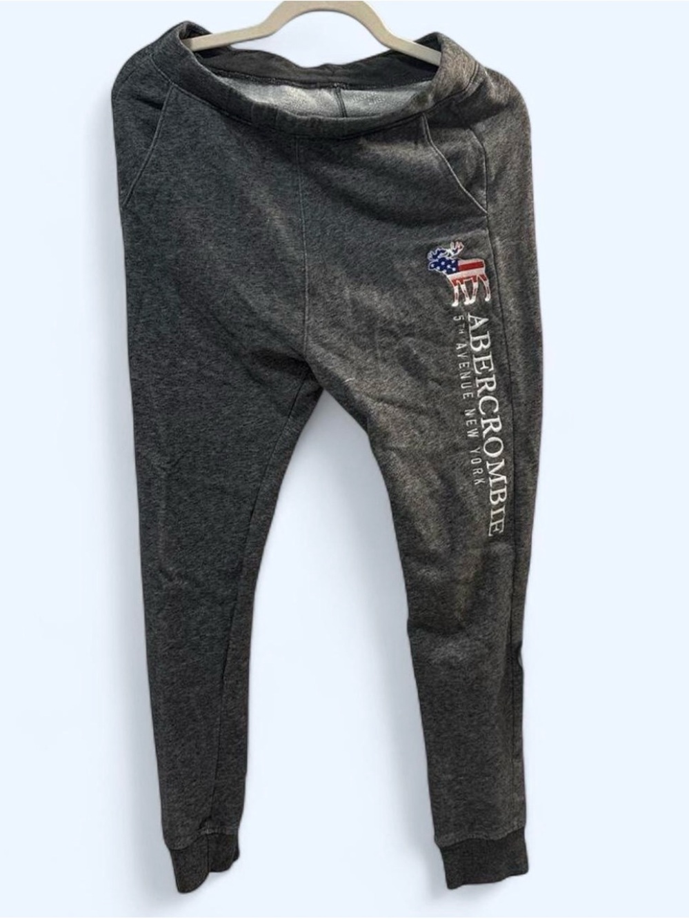 abercrombie kids Charcoal Logo Jogger Pants with Flag Accent